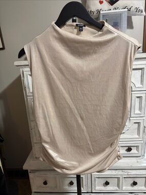 Express Satin-Look Sleeveless Top in Shimmery Cream